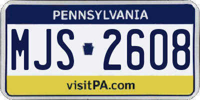 PA license plate MJS2608