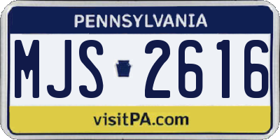 PA license plate MJS2616