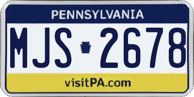 PA license plate MJS2678