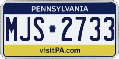 PA license plate MJS2733