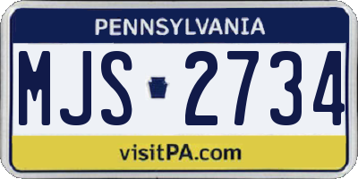 PA license plate MJS2734