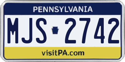 PA license plate MJS2742