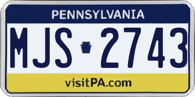PA license plate MJS2743