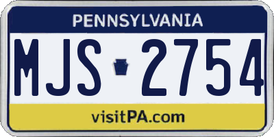 PA license plate MJS2754