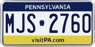 PA license plate MJS2760