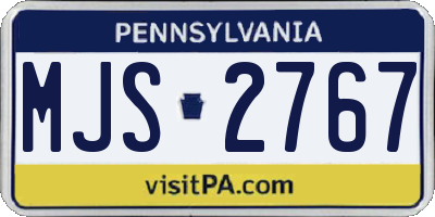 PA license plate MJS2767