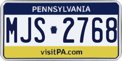 PA license plate MJS2768