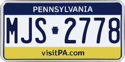 PA license plate MJS2778