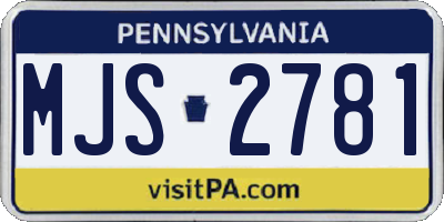 PA license plate MJS2781