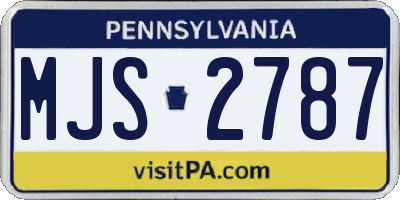 PA license plate MJS2787
