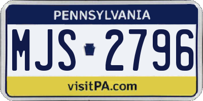PA license plate MJS2796