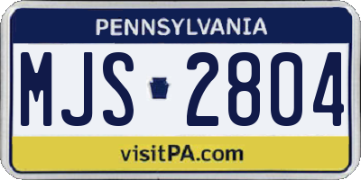 PA license plate MJS2804