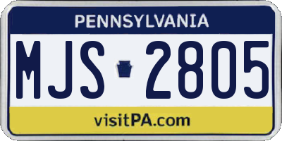 PA license plate MJS2805