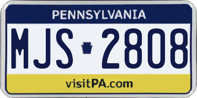 PA license plate MJS2808