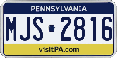 PA license plate MJS2816