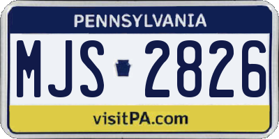 PA license plate MJS2826