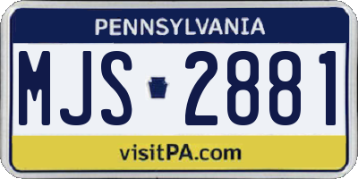 PA license plate MJS2881