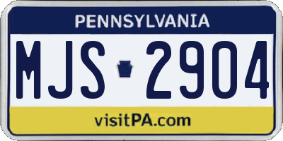 PA license plate MJS2904