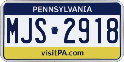 PA license plate MJS2918
