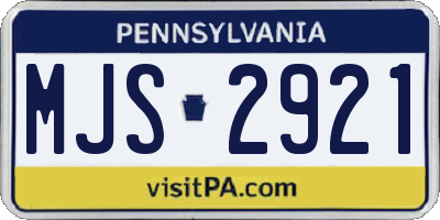 PA license plate MJS2921