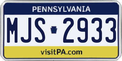PA license plate MJS2933