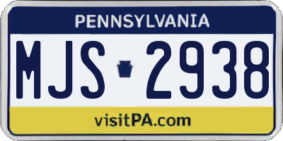 PA license plate MJS2938