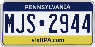 PA license plate MJS2944
