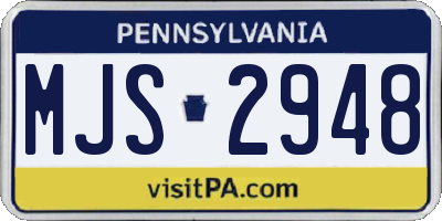 PA license plate MJS2948