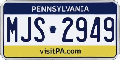PA license plate MJS2949