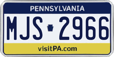 PA license plate MJS2966