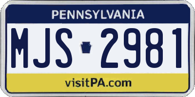 PA license plate MJS2981