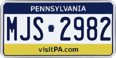 PA license plate MJS2982