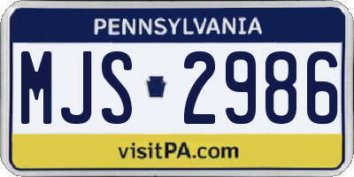 PA license plate MJS2986