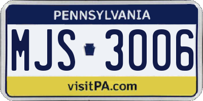 PA license plate MJS3006
