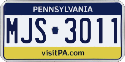PA license plate MJS3011