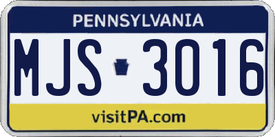 PA license plate MJS3016