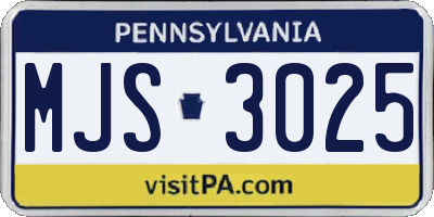 PA license plate MJS3025