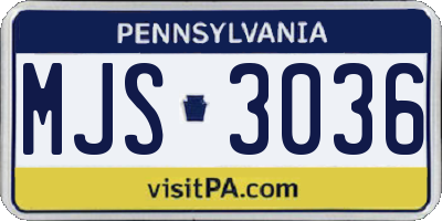 PA license plate MJS3036