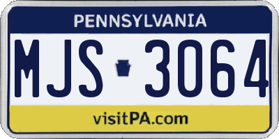 PA license plate MJS3064