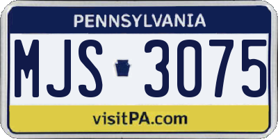 PA license plate MJS3075