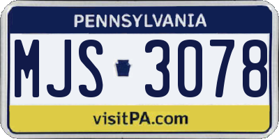 PA license plate MJS3078