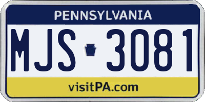 PA license plate MJS3081
