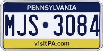 PA license plate MJS3084