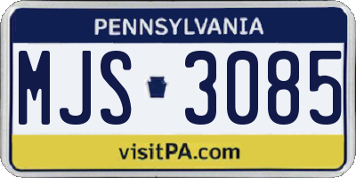 PA license plate MJS3085