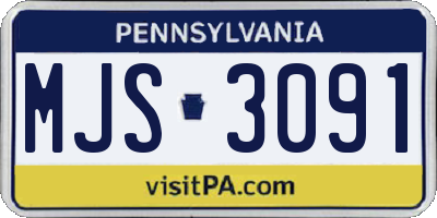 PA license plate MJS3091