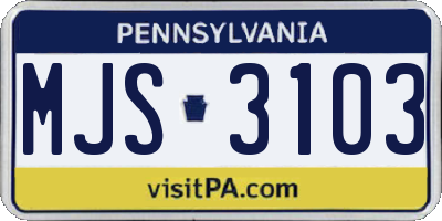 PA license plate MJS3103