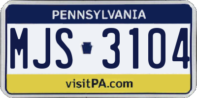 PA license plate MJS3104