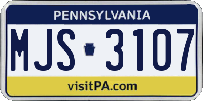 PA license plate MJS3107