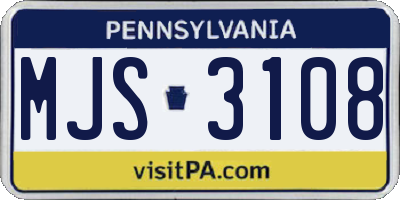 PA license plate MJS3108