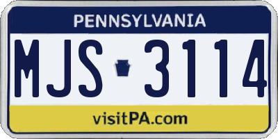 PA license plate MJS3114